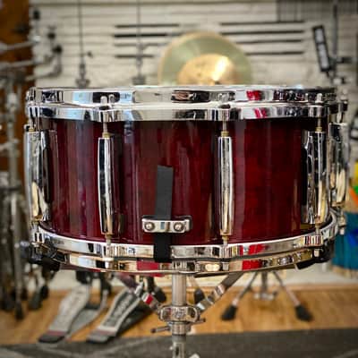 Pearl 6.5x14 Masters Custom Maple Snare Drum - Wine Red - 1990s image 6