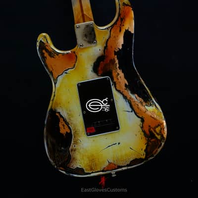 Fender Stratocaster Yellow/Copper Hot Lava Super Heavy Aged Relic by East Gloves Customs image 17