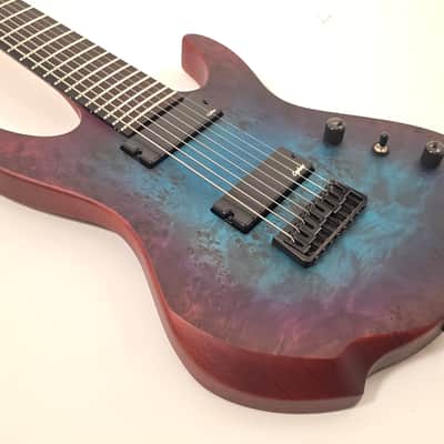 Agile 8 String 28 5/8" Scale Intrepid Pro 828 EB CA Blue Purple Burl Electric Guitar image 3