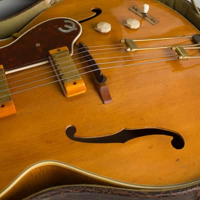 Epiphone Zephyr Deluxe Regent Arch Top Hollow Body Electric Guitar (1950), ser. #85369, original brown hard shell case. image 12