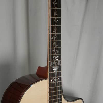 Larrivee Custom LV-10E Madagascar Rosewood Back & Sides, Moon Spruce Top, Dragon ,Vine-Vase Cutaway image 13