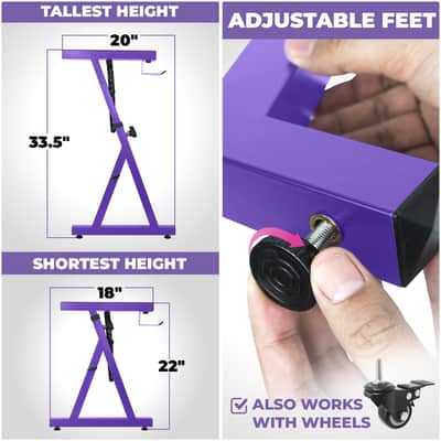 Liquid Stands Z-Style Adjustable Height Piano Keyboard Stand with Straps & Headphone Hook- Fits 54-88 Key Electric Pianos (Purple) image 3
