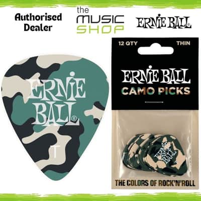 Ernie Ball Camouflage (Camo) Cellulose Guitar Picks, Thin, 12 Pack - 9221 image 1
