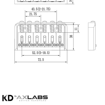 KD By AxLabs 6-String Hardtail Bridge - String-Through-Body, 3-Screw Mount - Satin Black image 2