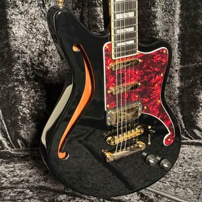 D'Angelico Deluxe Bedford Semi Hollow Black With Free Hard Case image 2
