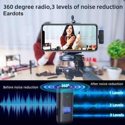 2in1 K30 Wireless Lavalier Microphone For iPhone Android Phone Camera Audio Video 2 Clip-on Microphones For YouTube TikTok Live image 2