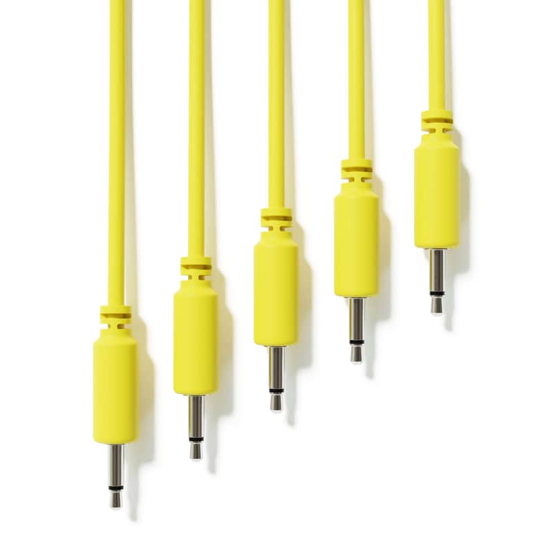 ExcelValley [Yellow | 20 cm - 7.87"] 5-Pack - Mono Modular Patch Cables Eurorack Synthesizer image 1