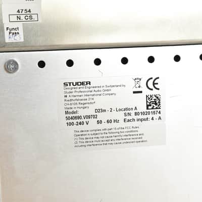 Studer D23m I/O System w/ A-Link HD Card, Fan Module, and Filter Module CG005BS image 6