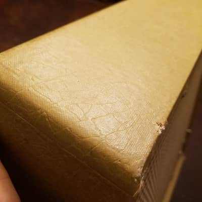Audiomatic Empty vintage MCM speaker cabinet for 8" driver 1956 - gold woven cloth and alligator skin Tolex image 13