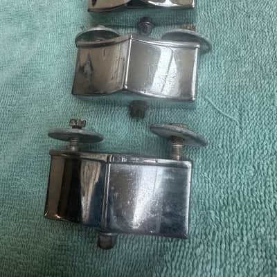 Fibes Lot of 3 Floor Tom Drum Leg Mount Bracket - 7/16” 70s - Chrome image 9