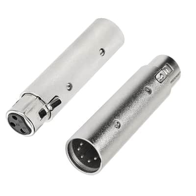 XLR 3 Pin Female to XLR 5 Pin Male Adapter Connector Gender Changer，Anodized Aluminum Adapter with Lock Release Button（Sliver-1PCS image 1