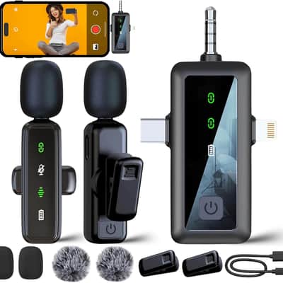 Min𝗶 Wireless Lavalier Microphone for Interview/Vlogging/Streaming and More. Built-in Enhanced Intelligent Noise-Canceling Technology with 12 Hour Long Battery Life. image 1