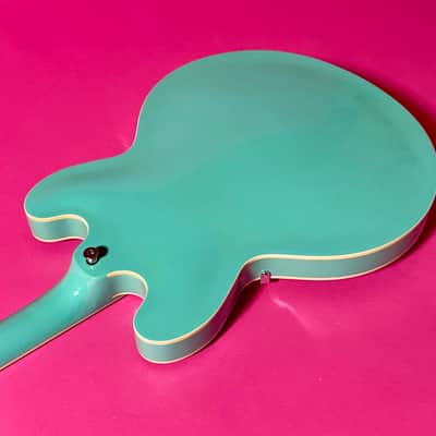 1998 Epiphone Riviera rare color Turquoise frequensator tailpiece image 13