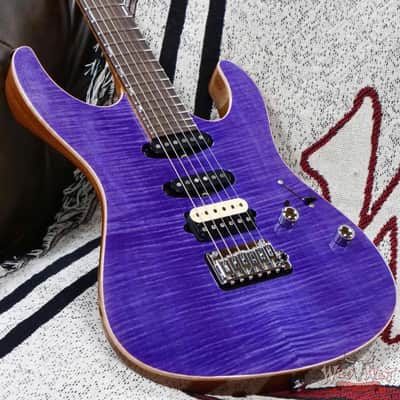 Suhr Custom Set Neck Modern HSS Flame Maple Top SSCII System Blower Switch 24 Stainless Steel Jumbo Frets Trans Purple 6.95 LBS image 8