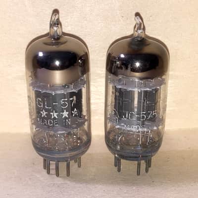 Immagine GE 5751 Black Plate Triple Mica JAN Mil-Spec Tubes, Matched Pair, Tested - 1