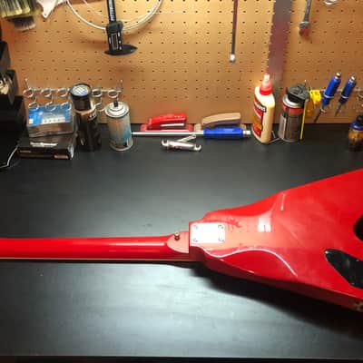 VINTAGE ANTARES FLYING V FOR PARTS & REPAIR 80s - RED image 8