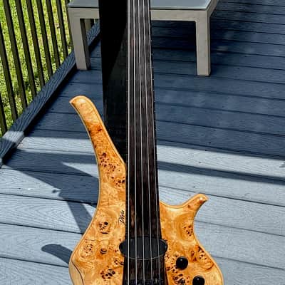 Marleaux Diva 5-String Fretless Bass 2021 - stunning Poplar Burl its the finest Fretless made today ! image 8