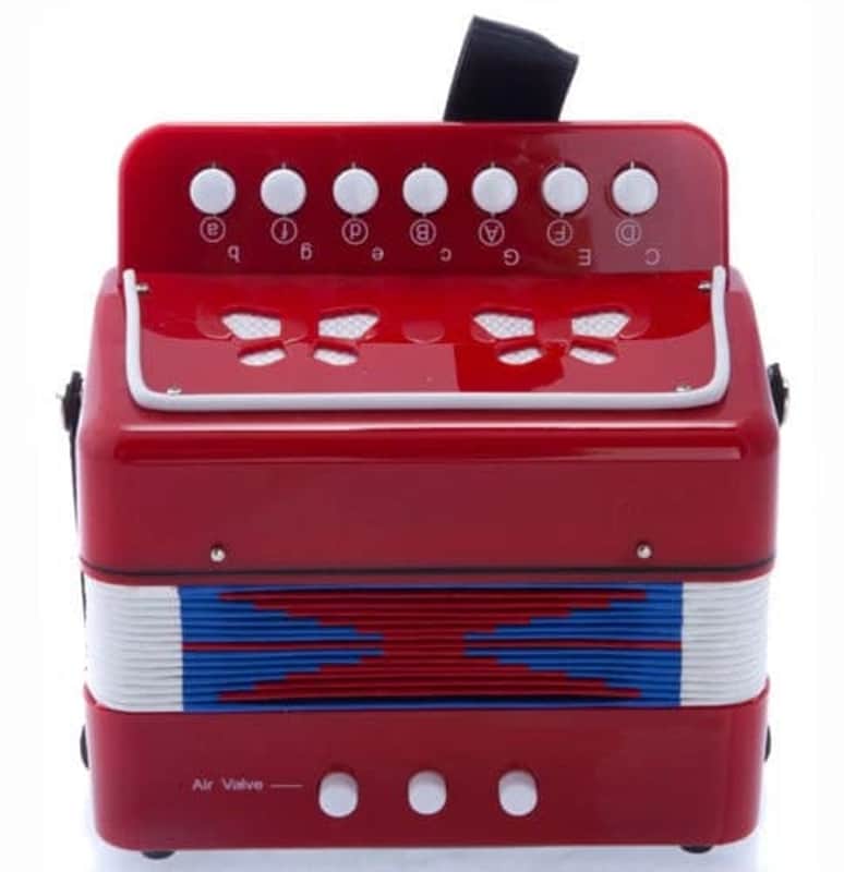 Top Quality Red Accordion Kids Musical Toy w 7 Buttons 3 Bass image 1