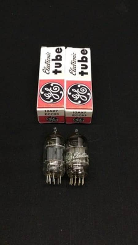 MATCHED PAIR GE 12AX7 ECC83 Fat Grey Plate O Getter Vintage VACUUM TUBES 8.9490 image 1
