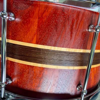 MINT - Daville (Doc Sweeney) Padauk 14x8 stave snare, satin, Canopus wires, sticks image 4