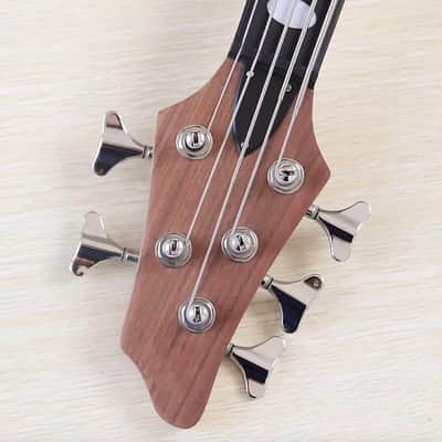 Hickory Wood Top Custom 5 String Electric Bass, Ash Body, Maple Neck Through, 24 Frets Fingerboard image 5