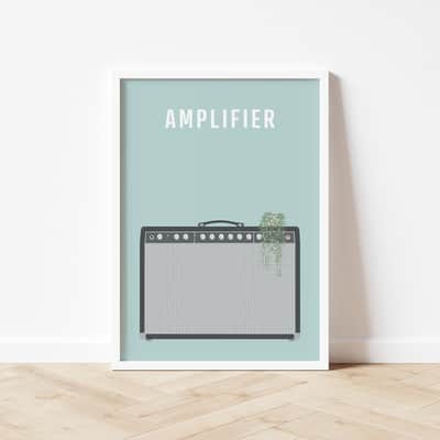 Amplifier Print - Retro Music Poster, Fender Amp Art, Instrument Wall Art, Music Studio, A3 Size image 4