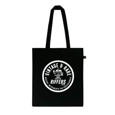 Riffers | Vintage & Rare Musical Instruments for Professionals | Organic Cotton Tote Shopping Bag, Black | Limited Run, 2026 feat. Vintage Roland CR-5000 8000 CompuRhythm Drum Machine image 2