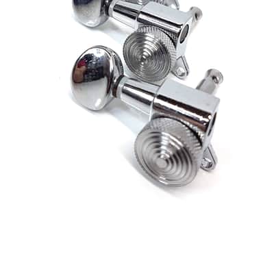 Brio Left Handed 6 In Line Guitar Locking Tuners Oval Chrome image 2