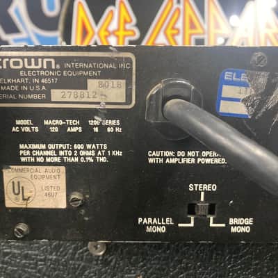 Def Leppard's Crown - MA1200 Audio Amplifier 2-Channel 320-Watt (DL #5030) 1980s Adrenalize "Seven Day Weekend" Tour image 11