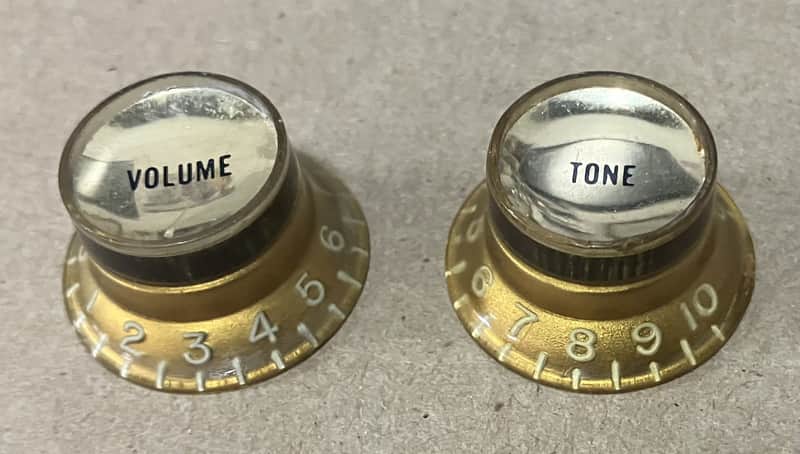 Gibson- Reflector knobs, Gold, 1960's, Pair image 1