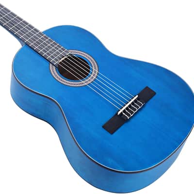 Classical Guitar 4/4 for Adult Beginners, Spanish Style Guitar Nylon-strings Full Size 39 Inches Blue image 3