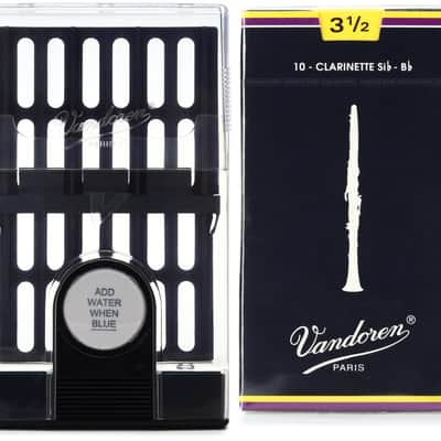 Vandoren HRC10 Hygro Reed Case for Bb Clarinet/Alto Saxophone Bundle with Vandoren CR1035 Traditional Bb Clarinet Reed - 3.5 (10-pack) image 1