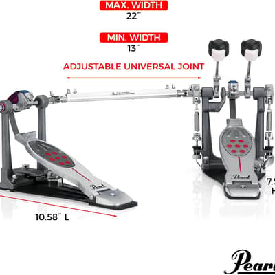 Pearl P2052C Eliminator Redline Chain-Drive Double Bass Drum Pedal 2010s - Silver / Black / Red image 1