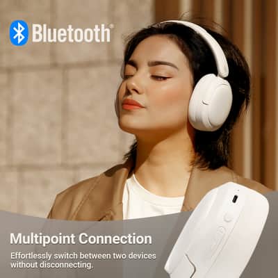 Immagine Edifier V80 Hybrid Active Noise Cancelling Bluetooth Headphones, Ivory - 3