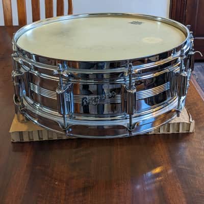 Rogers "5-Line" Dyna-Sonic 5x14" Brass Snare Drum with "Beavertail" Lugs 1967 - 1974 - Chrome image 1