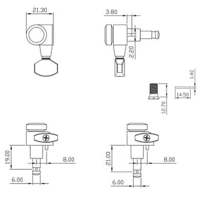 NEW True Lok Mid-Size Locking Tuners - 6-in-line, Single Pin TK-7107-002 GOLD image 5