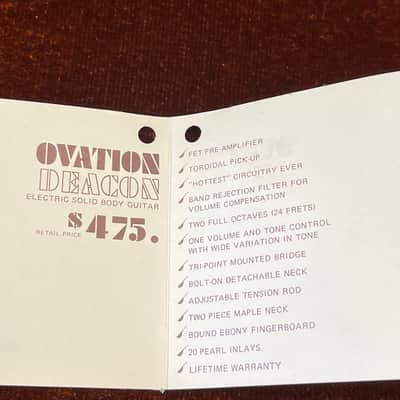 Used Ovation 1973 Deacon Electric Guitar with Matching Ovation Case- Sunburst image 14