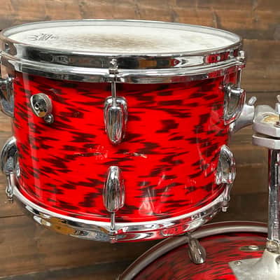 1960s Slingerland 4pc Drum Set Red Tiger Pearl 22/12/13/16 image 9