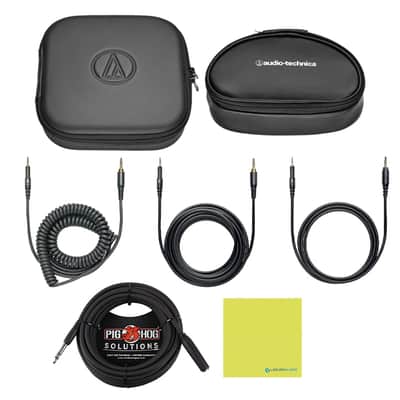 Audio-Technica ATH-M70x Professional Monitor Headphones Bundle w/ Pig Hog Solutions Headphone Extension Cable 1/4"and Liquid Audio Polishing Cloth image 6