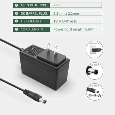 9V 1A Guitar Pedal Power Supply DC Adapter Center Negative 6.6FT image 2