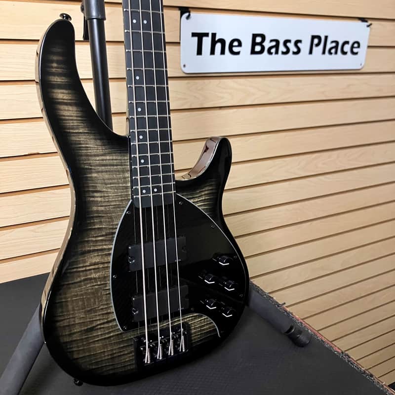 KLOS Apollo IV Custom Bass - Mahogany body / Figured Maple top - Black Transparent Finish - Carbon Fiber neck - 9.0 pounds