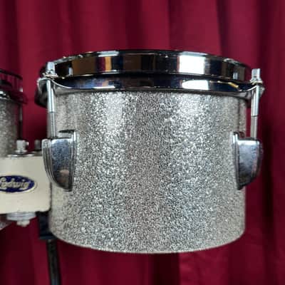 Vintage Ludwig 6" & 8" Tunable Bongos Silver Sparkle image 11