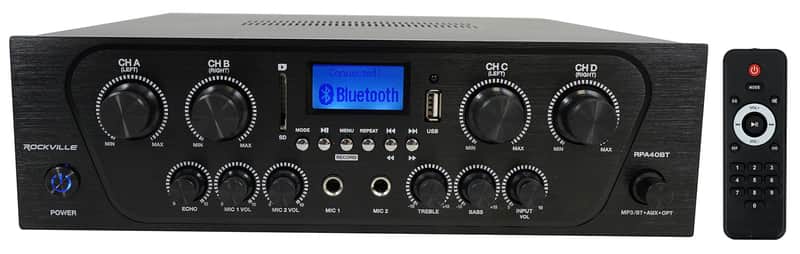 Rockville RPA40BT 1000w 4 Zone/Channel Home Stereo Bluetooth Amplifier Receiver image 1