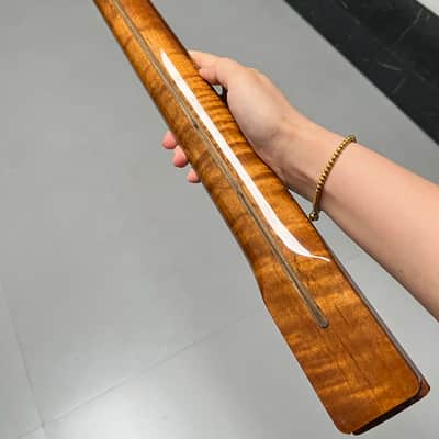 Gloss Roasted Flame Maple Electric Guitar Neck Round stainless steel 22 frets hole 10mm image 1