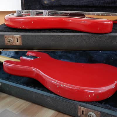 1969 Fender Precision Bass PJ Specs Fiesta Red Refin w/ OHSC Cheney England image 9
