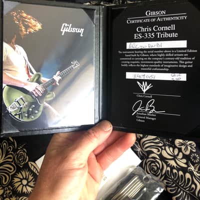 Gibson ES-335 Custom Shop Chris Cornell Tribute — Limited Edition 2018-19 - Matte Olive Drab Green satin nitro finish image 3
