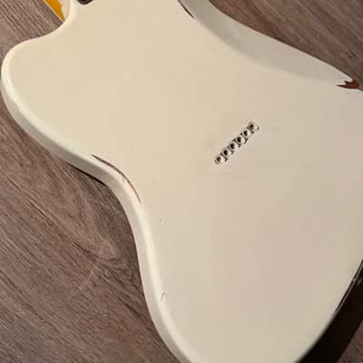 Big River “Jazzcaster” • Aged Vintage White over Met.Copper Nitro • Aged Maple/Rosewood/Binding/Blocks/Matching Headstock • A5P90 image 17