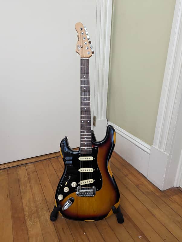 G&L Tribute Series Legacy Left-Handed Setup Righty Relic 3-Tone Sunburst with Rosewood Fretboard image 1