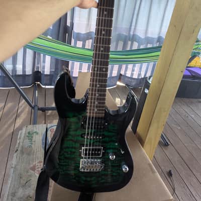 Ibanez GRX70QA-TEB Gio 2016 - Present - Transparent Emerald Burst with custom pickups image 1