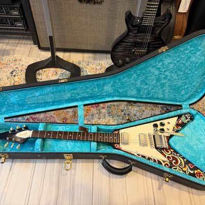 Immagine Gibson Custom Shop "Inspired By" Jimi Hendrix Psychedelic Flying V 2006 - Psychedelic Black - 10